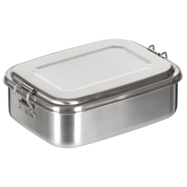RVS lunchbox met deksel 18 x 14 x 6,5 cm - inhoud 1 liter - nieuw gemaakt