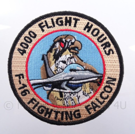 KLu Koninklijke Luchtmacht embleem F-16 Fighting Falcon "4000 flight hours" - met klittenband - diameter 10 cm