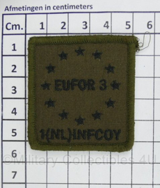 KL Nederlandse leger Defensie EUFOR 3 1 NL INFCOY borstembleem - met klittenband - 5 x 5 cm - origineel