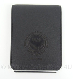 ISAF organiser met notitieblok - zwart leder - 12 x 17 cm - origineel