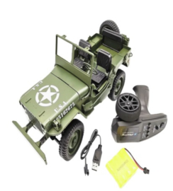 Willys MB WO2 jeep model 1:10 - op afstand bestuurbaar en met verlichting!