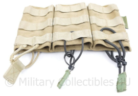 Defensie en US Army Molle coyote triple magazin pouch M4 C7 C8 - Warrior Assault systems - 23 x 2,5 x 14 cm - origineel