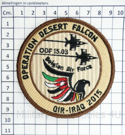 BAF Belgian Air Force Operation Desert Falcon ODF 15.03 OIR-Iraq 2015 embleem  met klittenband- 9 cm. diameter