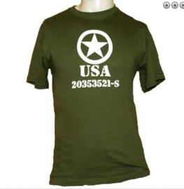 T shirt groen met USA opdruk wit - 100% katoen