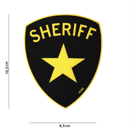 Embleem Sheriff Zwart/geel - Klittenband - 3D PVC - 10,5 x 8,5 cm.