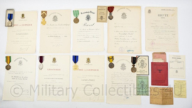 Zeer complete WO1 en Wo2 Belgische oorkonde en medaille set van 1 persoon Nuyts - inclusief Wo2 Duitse documenten - origineel