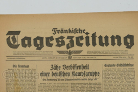 WO2 Duitse krant Frankische Tageszeitung nr. 42 19/20 februari 1944 - 47 x 32 cm - origineel
