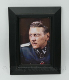 WO2 Duitse Waffen SS poster van Otto Skorzeny in lijst - 20,5 x 15,5 cm - replica