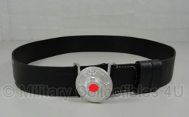 SS Zwarte leren koppel voor officieren M32 - rond zilver slot - 110 of 120  cm