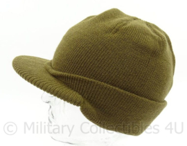 US jeepcap (met klep) beenie mustard brown - 100 % wol - cap wool knit M-1941