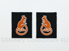 WO2 Britse leger British Army 7th Armoured Division Desert Rats gespiegeld emblemen paar - 7 x 5,5 cm