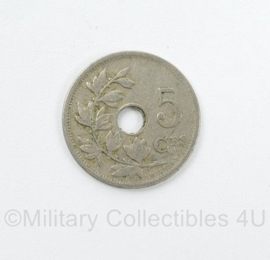 Belgische 5 cent munt 1910 - diameter 2 cm - origineel