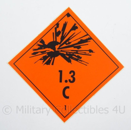 Defensie Sticker gevaarlijke stoffen 1.3 C ADR 1,3C Explosive - ongebruikt - afmeting 10 x 10 cm - origineel