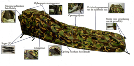 Defensie Feuchter lichtgewicht dubbelboogs Insectenwerende Bivy tent Woodland camo - maat Large - nieuw - origineel
