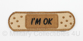 I'M OK plijster embleem met klittenband - 10 x 3 cm