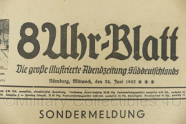 WO2 Duitse krant 8 Uhr Blatt 24 juni 1942 - 47 x 32 cm - origineel