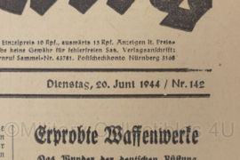 WO2 Duitse krant Tageszeitung nr. 142 20 juni 1944 - 47 x 23 cm - origineel
