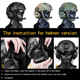 Tactical Headset Microphone Comtac Rail Adapter for FAST MICH Helmet BLACK