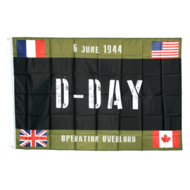 Vlag Operation Overlord D-Day 6 June 1944  - Canadian French, USA & English flags