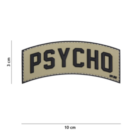 Embleem PVC 3D PVC  met klittenband - "Psycho" Coyote / Zwart  - 10 x 3 cm.