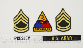 Elvis Presley emblemen set - Sergeant First Class - 3rd Armoured Division - 5 delig 