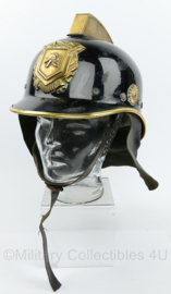 Vintage Brandweer helm met koperen insigne en kam - origineel