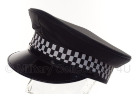 Politie platte pet - zonder insigne  -  Zwart glad wol, Zwarte voering - maat 57- origineel