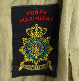 KM Marine Korps Mariniers khaki dik overhemd lange mouw met embleem - maat 39 - origineel