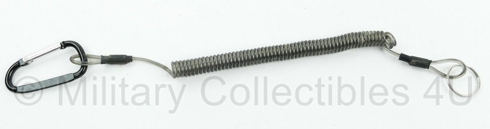 Spiraalkoord met karabijnhaak - lengte 27 cm - origineel