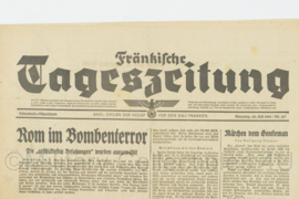 WO2 Duitse krant Frankische Tageszeitung nr. 167 20 juli 1943 - 47 x 32 cm - origineel