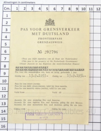 Pas voor grensverkeer met Duitsland - 1953 - origineel