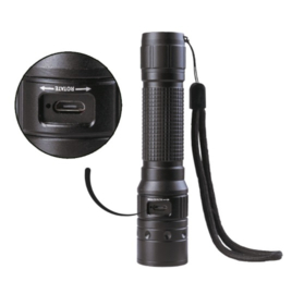 Oplaadbare Tactical MT1R zaklamp staaflamp in opbergtas - zwart - lengte 13,7 cm - nieuw gemaakt