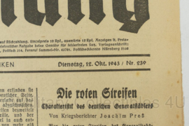 WO2 Duitse krant Frankische Tageszeitung nr. 239 12 oktober 1943 - 47 x 32 cm - origineel