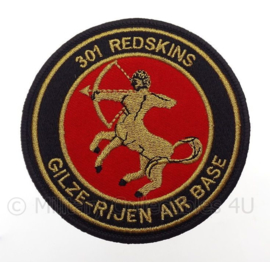 KLu Koninklijke Luchtmacht Gilze Rijen Air Base embleem "301 Redskins" -  met klittenband - diameter 10 cm