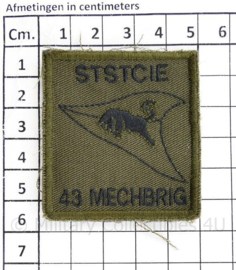 KL Nederlandse leger STSTCIE 43 MECHBRIG Staf en Stafverzorgingscompagnie 43 Gemechaniseerde Brigade borstembleem - met klittenband - 5 x 5 cm - origineel