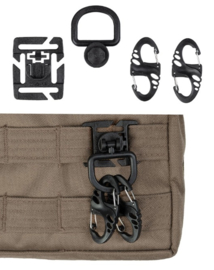 Tactical S hook (4 stuks) & D ring (2 stuks) set  - groen, zwart of coyote