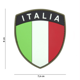 Uniform landsvlag schild met klittenband Italië embleem PVC "Italia" - 8 x 7,6 cm