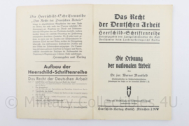 WO2 Duits Das Recht der Deutschen Arbeit Heft 21 Die ordnung der Nationalen Arbeit  1934 - origineel