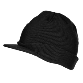 US jeepcap (met klep) beenie -  zwart - 100 % wol