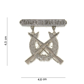 Rifle expert shooting badge metaal - 4,6 x 4,5 cm.