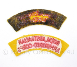 WO2 Australisch paar shoulder Titles Royal Australian Armoured Corps - 11 x 3 cm - origineel