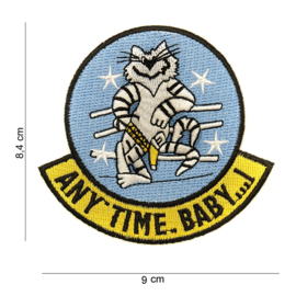 Embleem stof Any Time Baby - 9,4 x 9 cm.