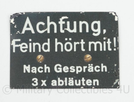 WO2 Duits veldtelefoon bordje - 10½ x 7½ cm - replica