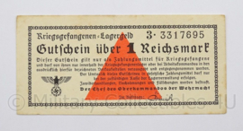 WO2 Duits Gutschein uber 1 Reichsmark Kriegsgefangenen Lagergeld Wehrmacht - origineel