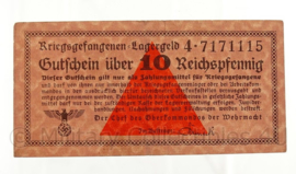 WO2 Duits Gutschein uber 10 Reichspfennig kriegsgefangenen Lagergeld Wehrmacht - origineel