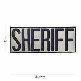 Embleem stof name tag Sheriff - 24,5 x 10 cm - extra groot