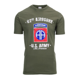 T-shirt 82nd Airborne Division deluxe  - Groen - maat Small t/m XXL
