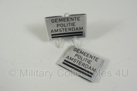 Gemeente Politie Amsterdam metalen schouder insigne paar- 2 streep - origineel