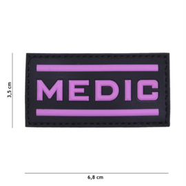 Embleem 3D PVC PVC - met klittenband - MEDIC zwart/roze  - 6,8 x 3,5 cm