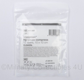 Nederlandse Klinipress hg gauze compress 12 layers Leger kompres gaas 12 lagen 10x10cm per 2 stuks - t.h.t. 06-2025 - origineel